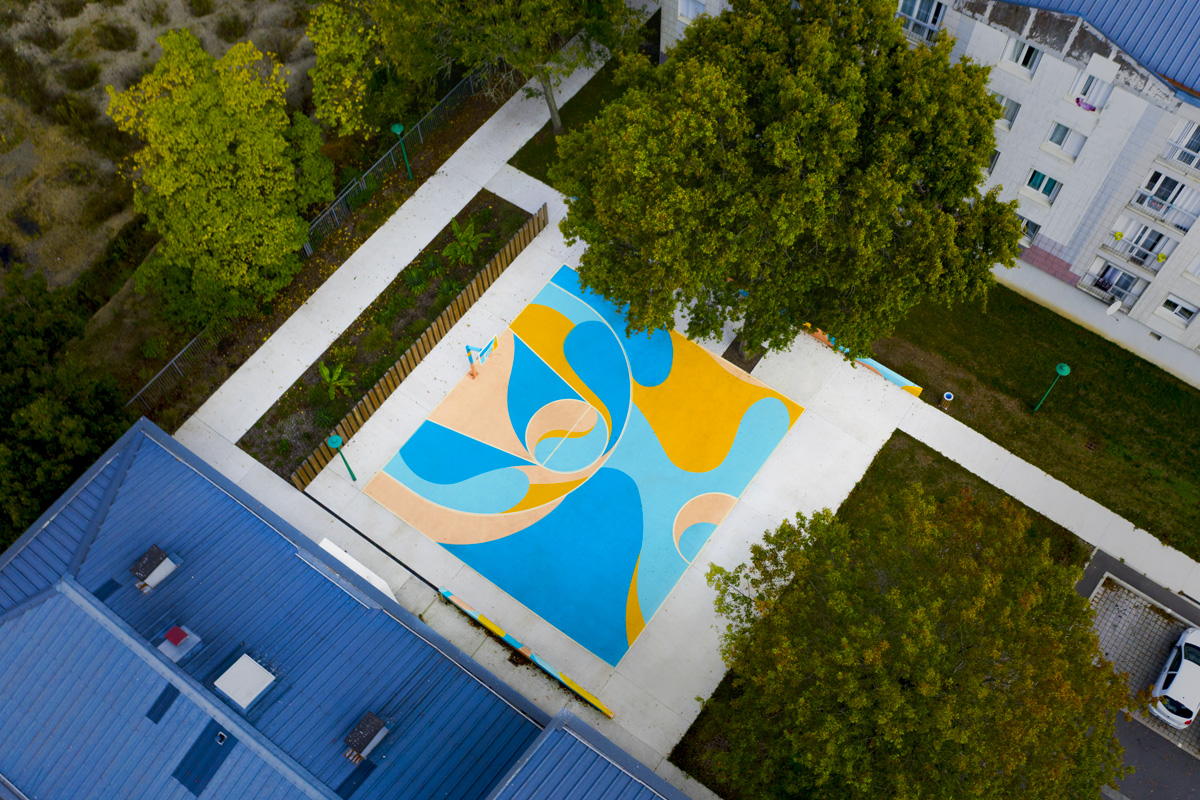 Decoration fresque au sol, couleur moderne design urbain
